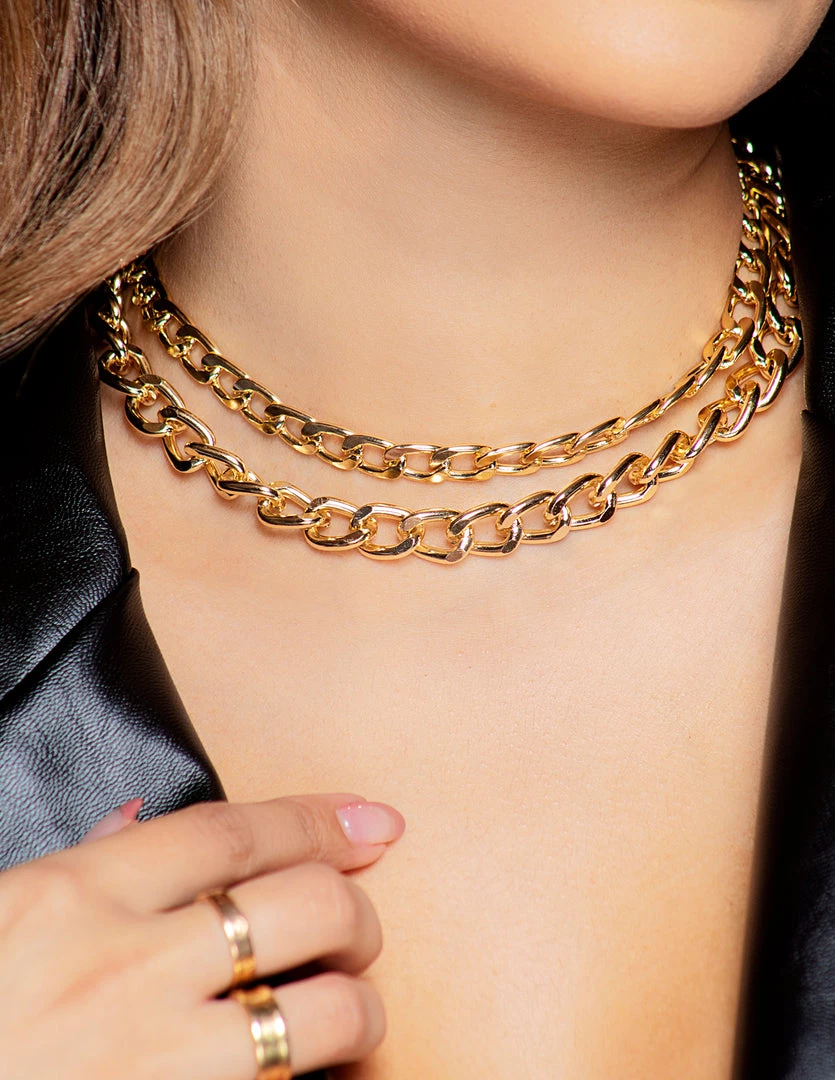 Love And Labels Double Chain Necklace 3 Love And Labels Double Chain Necklace