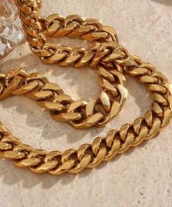 Love And Labels 18K Gold Plated Chunky Cuban Necklace JEWELRY