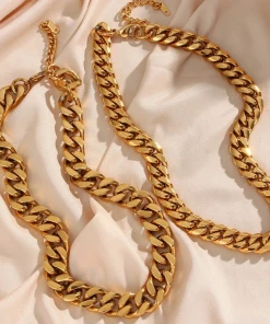 Love And Labels 18K Gold Plated Chunky Cuban Necklace JEWELRY