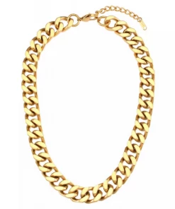 Love And Labels 18K Gold Plated Chunky Cuban Necklace JEWELRY