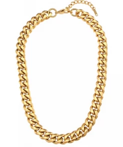 Love And Labels 18K Gold Plated Chunky Cuban Necklace JEWELRY