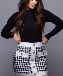 Love And Labels Tweed Houndstooth Skirt