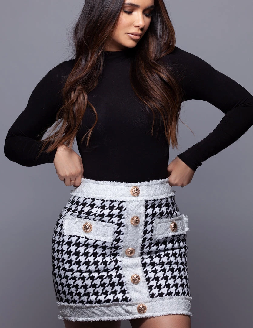 Love And Labels Tweed Houndstooth Skirt 4 Love And Labels Tweed Houndstooth Skirt
