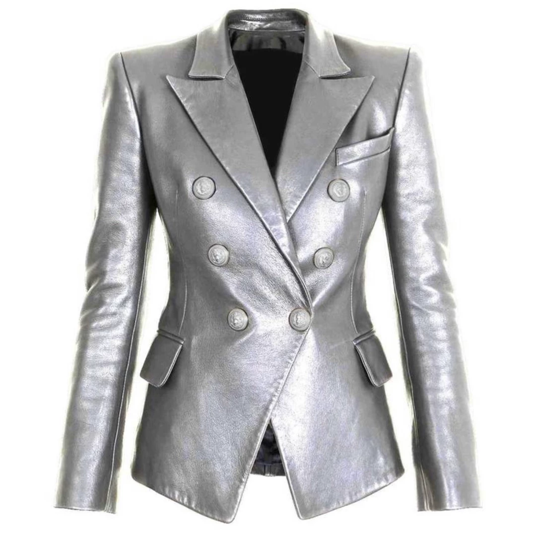 Love And Labels Metallic Leather Button Blazer BLAZERS 6 Love And Labels Metallic Leather Button Blazer BLAZERS