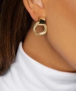 Love And Labels Gold Multi Circle Drop Earrings
