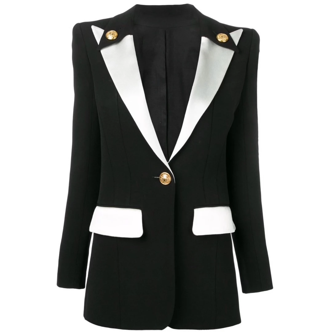 Love And Labels BLAZERS Black + White Collar Button Blazer 5 Love And Labels BLAZERS Black + White Collar Button Blazer