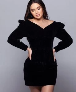 Love And Labels Velvet Off Shoulder Mini Dress