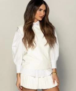 Love And Labels Shoulder Padded Leather Top NEW ARRIVALS