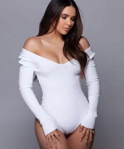Love And Labels Ribbed Off Shoulder Bodysuit CLOTHING