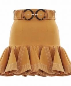 Love And Labels BOTTOMS Camel Ruffle Skirt