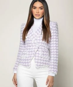 Love And Labels Tweed Pastel Houndstooth Blazer NEW ARRIVALS