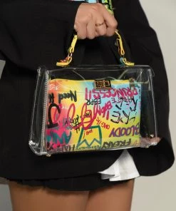 Love And Labels Plexi Handle Bag With Street Art Pouch ACCESSORIES