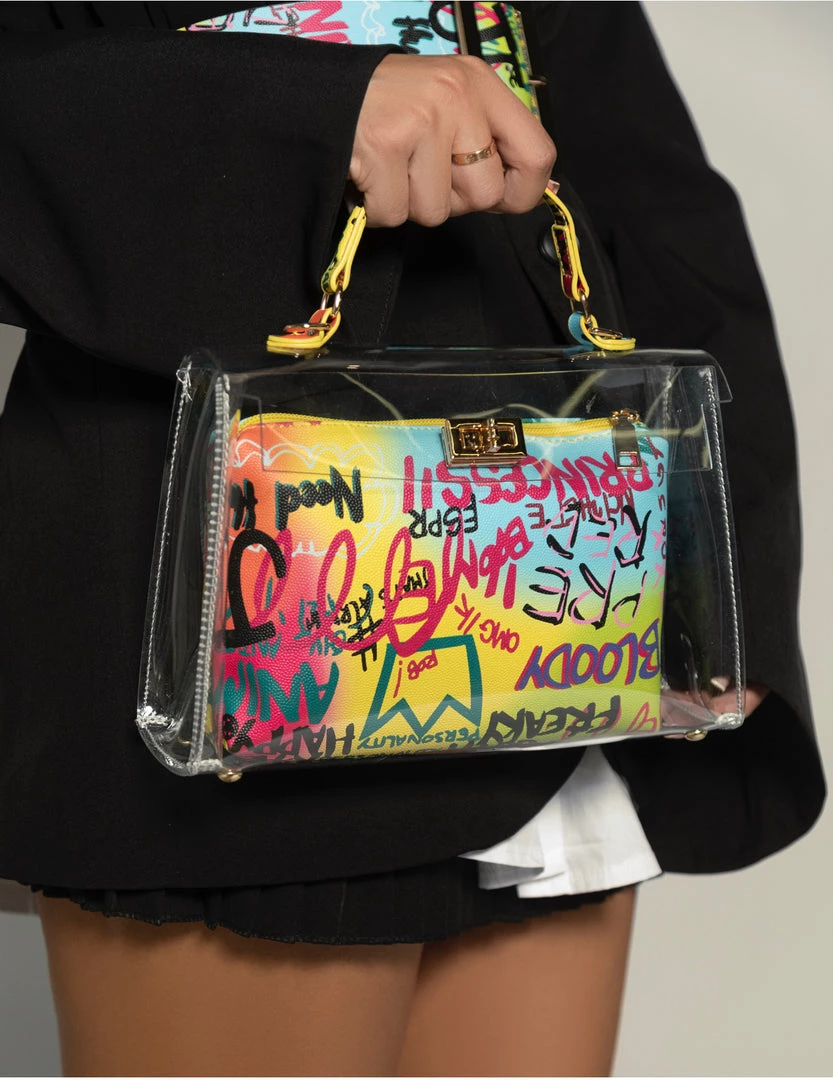 Love And Labels Plexi Handle Bag With Street Art Pouch ACCESSORIES 3 Love And Labels Plexi Handle Bag With Street Art Pouch ACCESSORIES