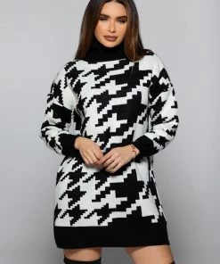 Love And Labels Houndstooth Sweater Dress DRESSES