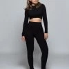 Love And Labels Long Sleeve Crop Top + Leggings Set CLOTHING