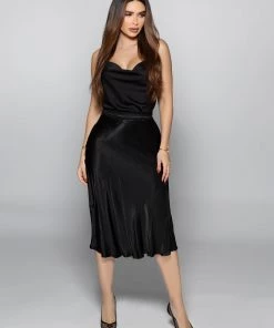 Love And Labels Satin Flare Midi Skirt BOTTOMS