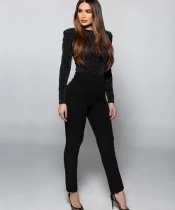 Love And Labels Shoulder Padded Shimmer Bodysuit CLOTHING 7 Love And Labels Shoulder Padded Shimmer Bodysuit CLOTHING