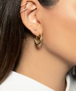 Love And Labels NEW ARRIVALS 18k Gold Plated Twist Hoop Earrings