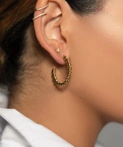 Love And Labels 18k Gold Plated French Twist Hoop Earrings