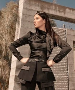 Love And Labels Silk Necktie Blouse