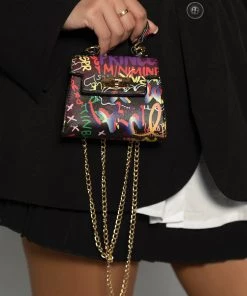 Love And Labels Mini Street Art Bag - Black