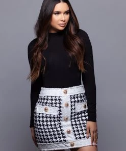 Love And Labels Tweed Houndstooth Skirt