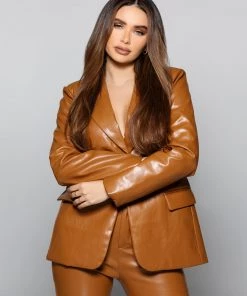 Love And Labels Cognac Leather Trousers