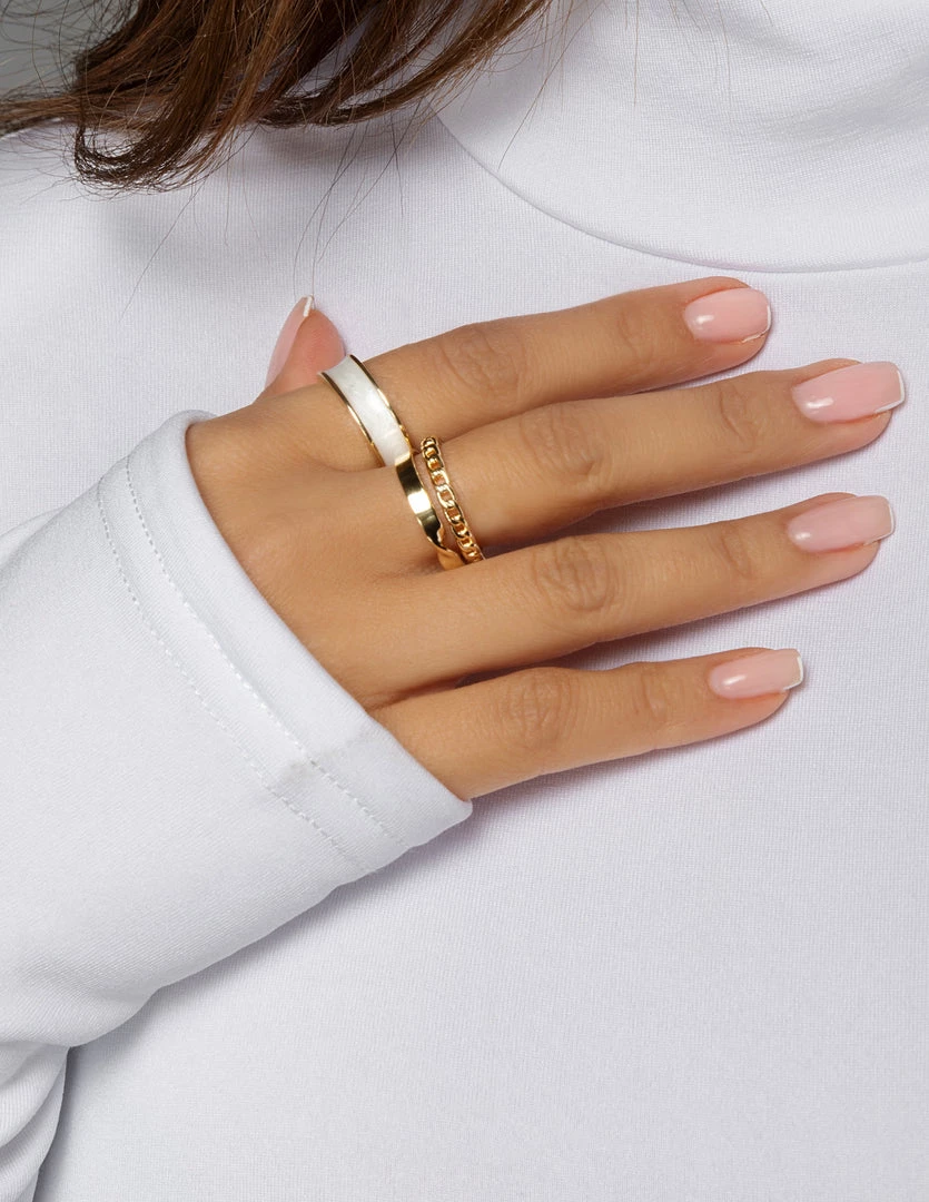 Love And Labels 3-Piece White Ring Set 3 Love And Labels 3-Piece White Ring Set