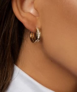 Love And Labels ACCESSORIES Stone Huggie Hoop Earrings