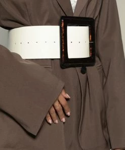 Love And Labels Oversized Buckle White Waist Belt