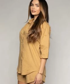 Love And Labels Boyfriend Linen Shorts Set