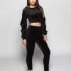 Love And Labels Velvet Cropped Hoodie Set LOUNGEWEAR 2 Love And Labels Velvet Cropped Hoodie Set LOUNGEWEAR