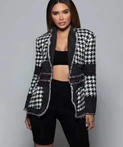 Love And Labels Relaxed Houndstooth Jacket