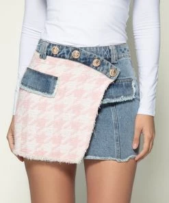 Love And Labels Houndstooth + Denim Skirt