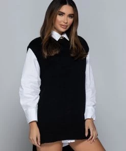 Love And Labels Round Neck Knit Vest