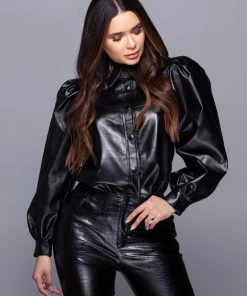 Love And Labels Leather Button Shirt TOPS