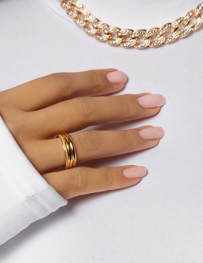 Love And Labels 3-Piece Textured Band Rings ACCESSORIES 3 Love And Labels 3-Piece Textured Band Rings ACCESSORIES