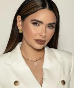 Love And Labels NEW ARRIVALS Crystal Cross Choker Necklace