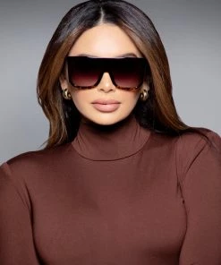 Love And Labels Oversized Square Sunglasses - Leopard Dark