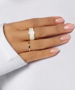 Love And Labels 2-Piece White Ring Set