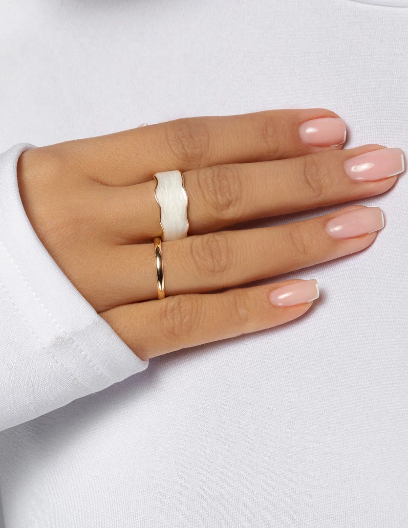 Love And Labels 2-Piece White Ring Set 3 Love And Labels 2-Piece White Ring Set