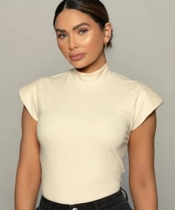 Love And Labels Shoulder Padded Turtleneck Top