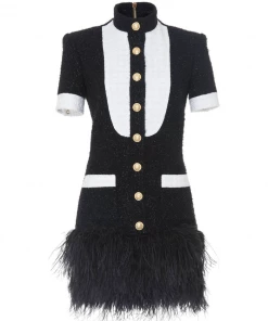 Love And Labels Tweed Feather Dress 8 Love And Labels Tweed Feather Dress