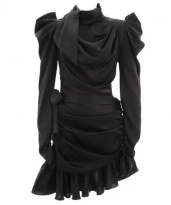 Love And Labels Asymmetrical Puff Sleeve Dress