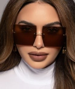 Love And Labels NEW ARRIVALS Rimless Square Glasses - Brown