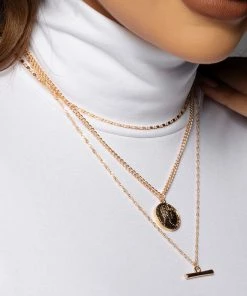 Love And Labels Bar + Coin Layered Necklace ACCESSORIES