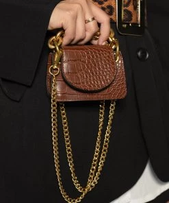 Love And Labels NEW ARRIVALS Crocodile Mini Bag - Cognac