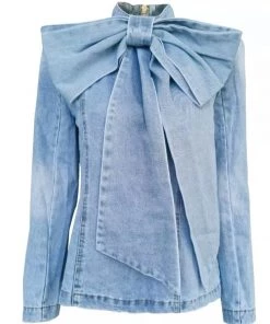 Love And Labels Denim Bow Blouse TOPS