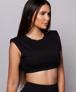Love And Labels BACK IN STOCK Shoulder Padded Crop Top