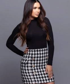 Love And Labels Houndstooth Button Skirt